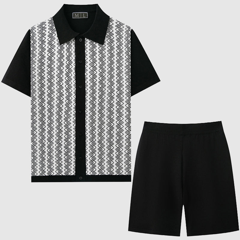 Heren Set Korte Mouwen Geometrisch Patroon Casual 1