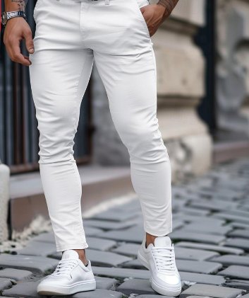 Heren Slim Fit Denim Broek Met Zakken 3