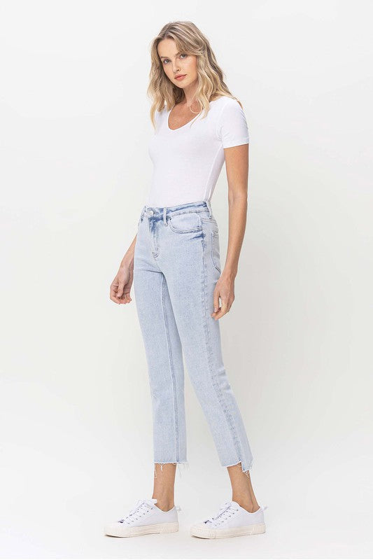 Heren Slim Straight Jeans Hoge Taille Licht Denim 2