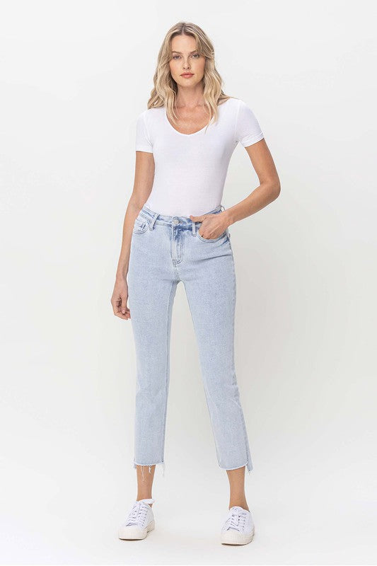 Heren Slim Straight Jeans Hoge Taille Licht Denim 3