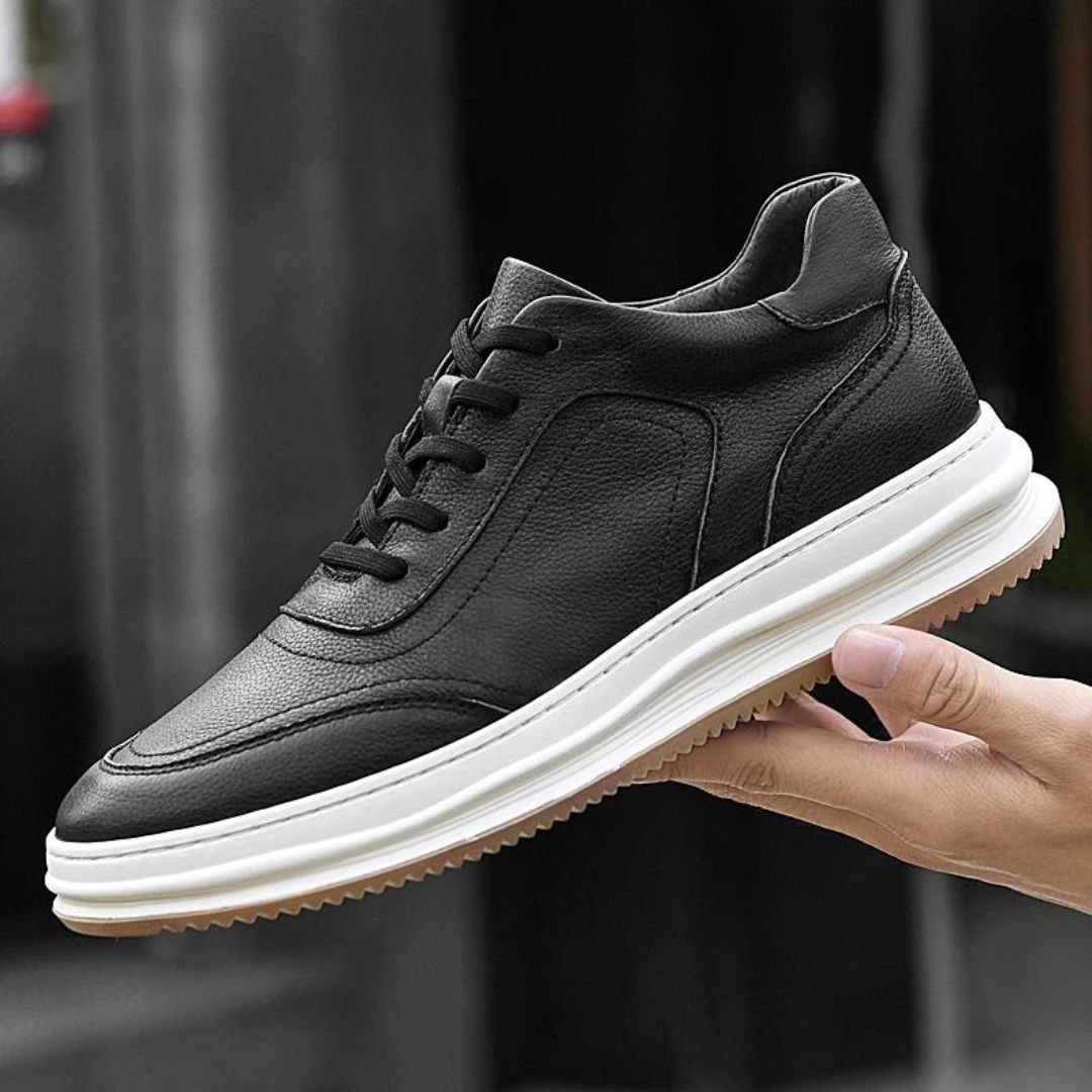 Heren Sneakers Minimalistisch Echt Leer met Rubber Zool 0