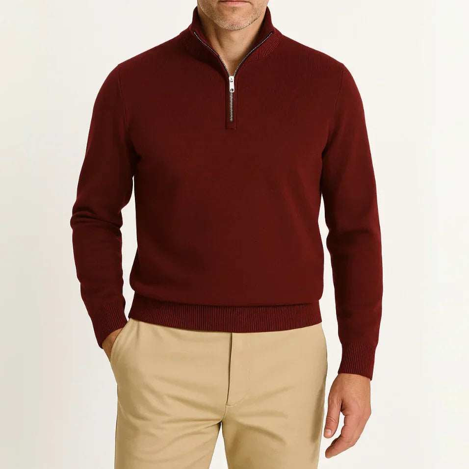 Heren Sweater met Halve Rits Marineblauw 7