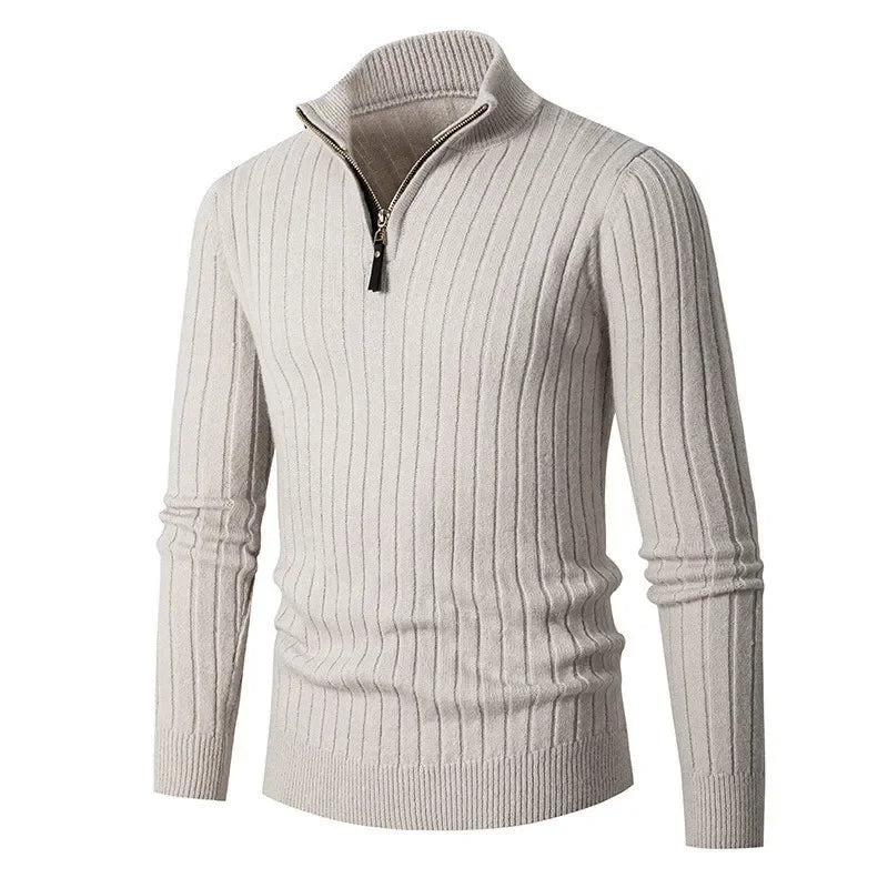 Heren Sweater met Halve Rits en Hoge Kraag 0