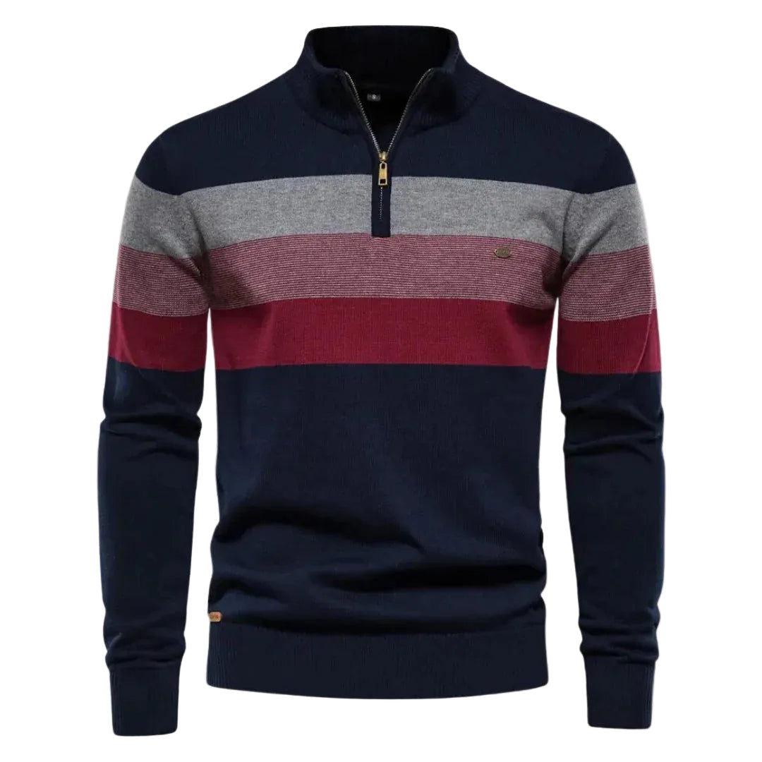 Heren Sweater met Kwartrits en Gestreept Ontwerp 0