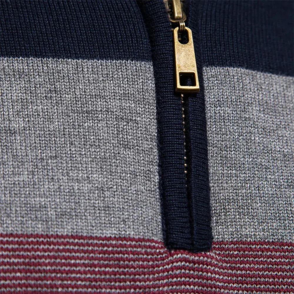 Heren Sweater met Kwartrits en Gestreept Ontwerp 5