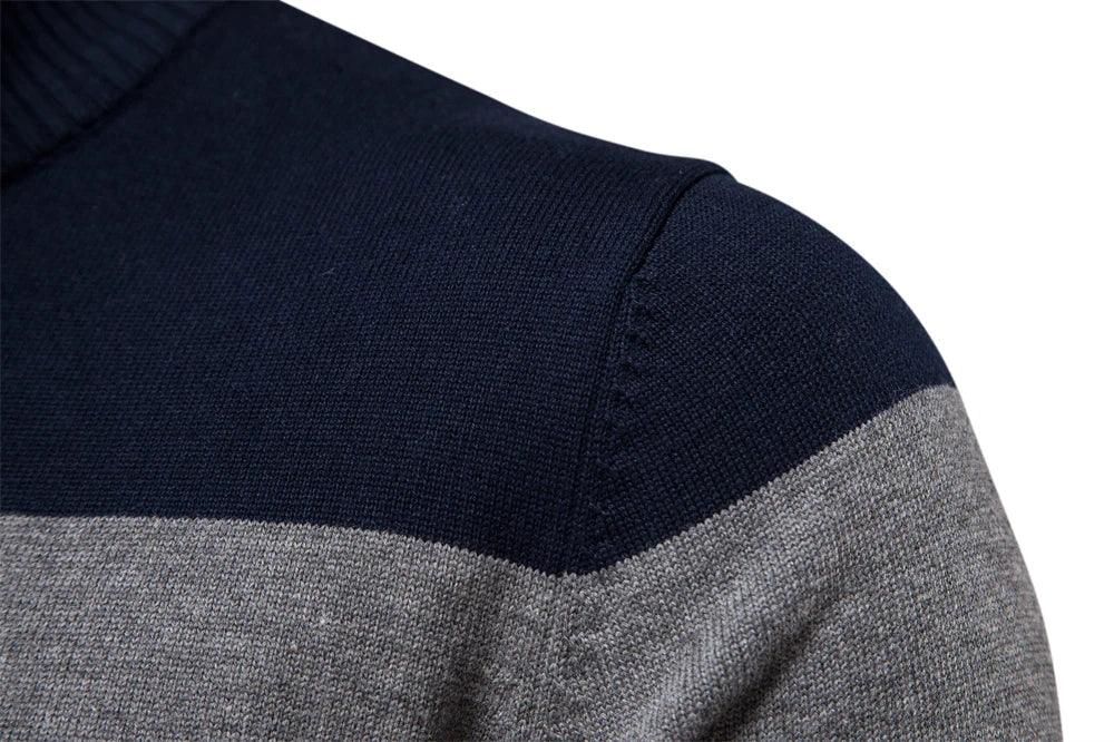 Heren Sweater met Kwartrits en Gestreept Ontwerp 6