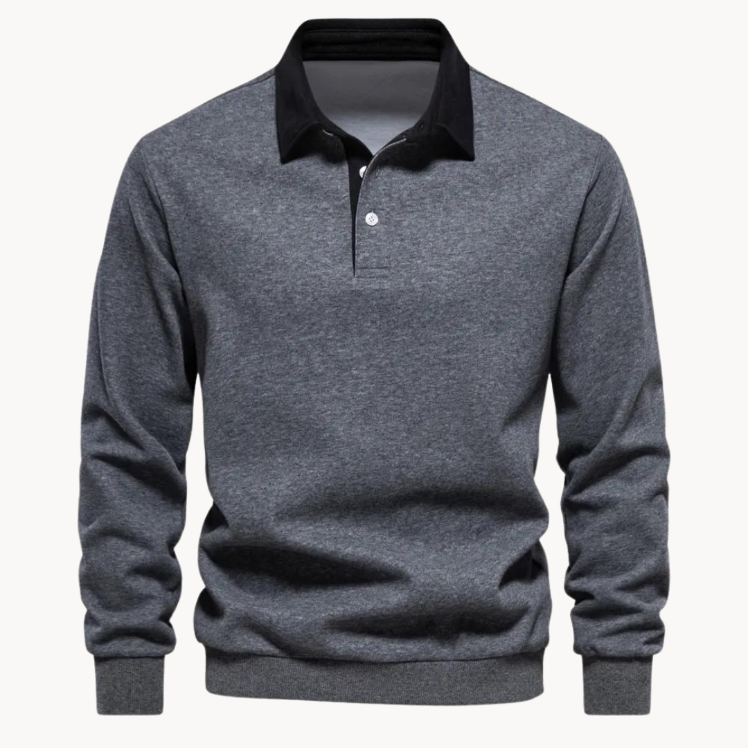 Heren Sweatshirt Polo Retro Stijl Met Contrasterende Kraag 0