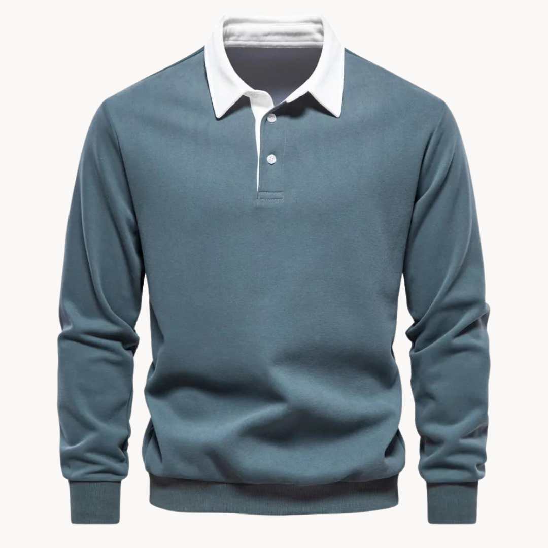 Heren Sweatshirt Polo Retro Stijl Met Contrasterende Kraag 1