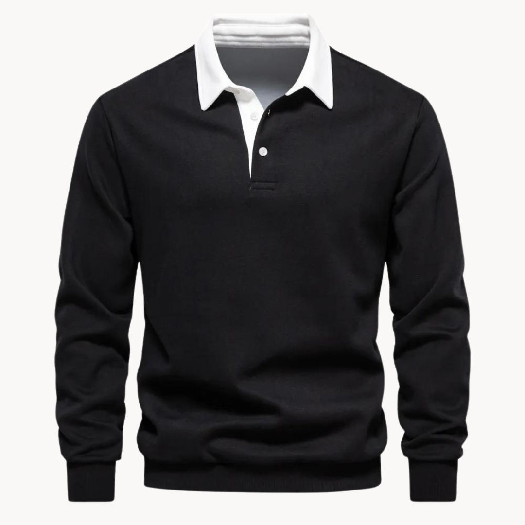 Heren Sweatshirt Polo Retro Stijl Met Contrasterende Kraag 2