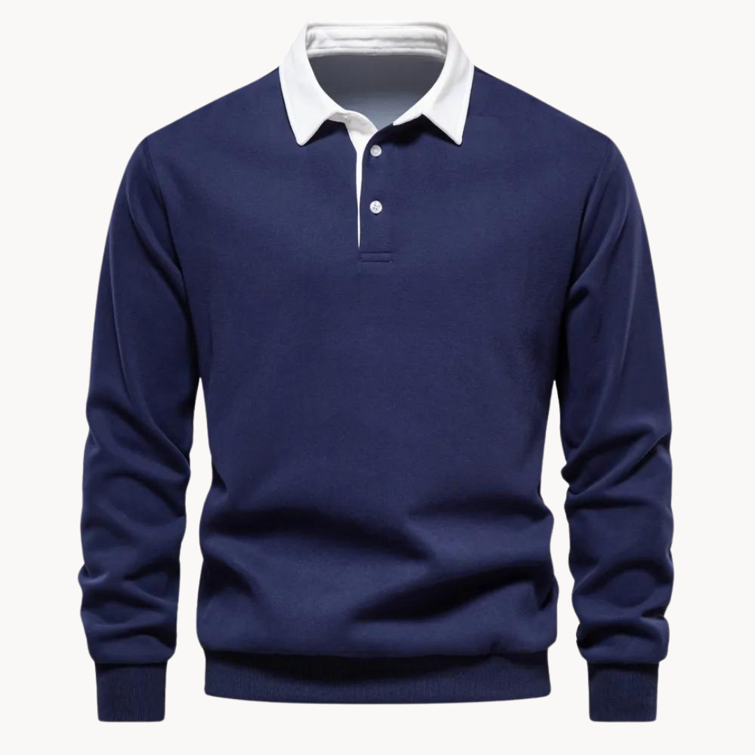 Heren Sweatshirt Polo Retro Stijl Met Contrasterende Kraag 3