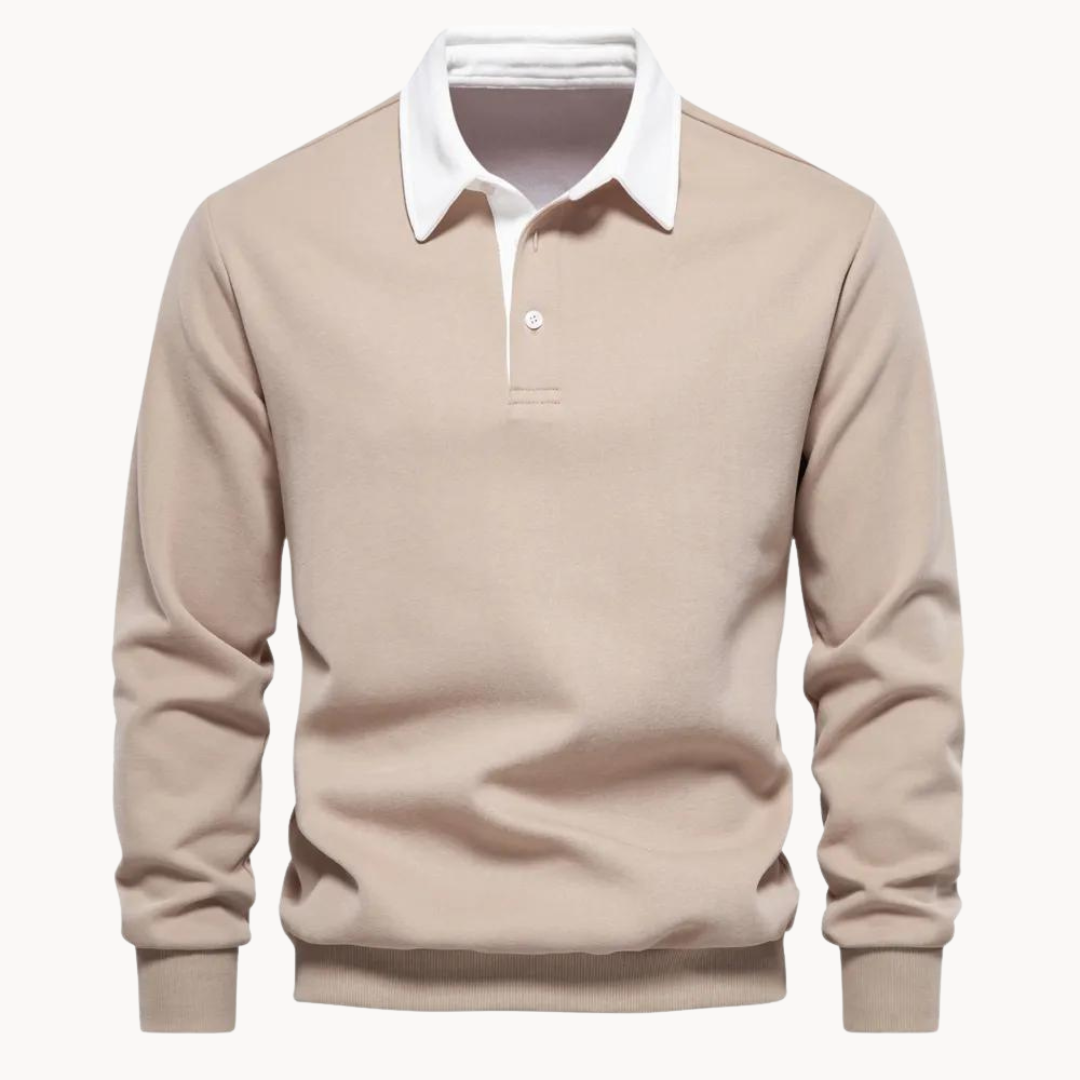 Heren Sweatshirt Polo Retro Stijl Met Contrasterende Kraag 4