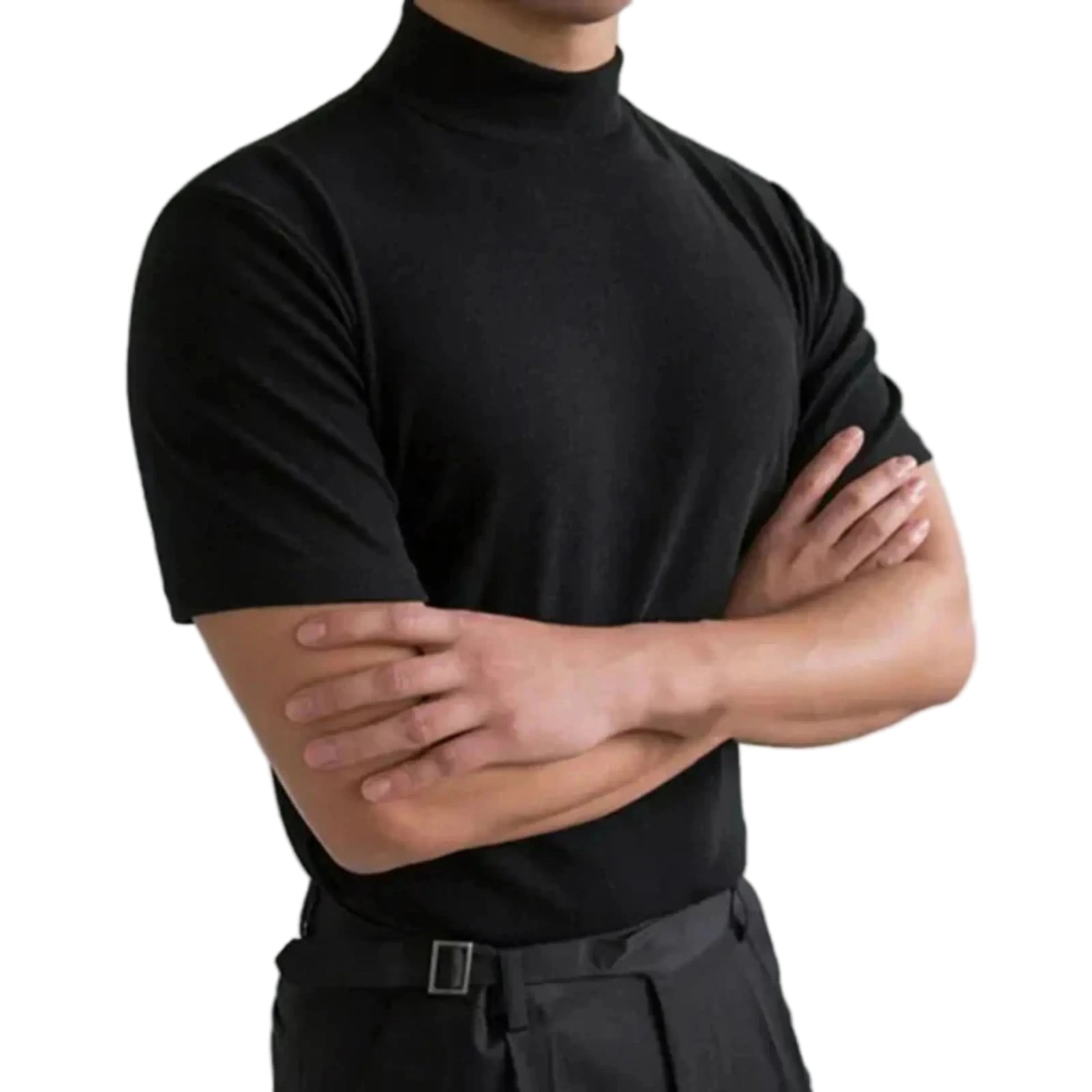 Heren T-shirt met Hoge Kraag Casual 0