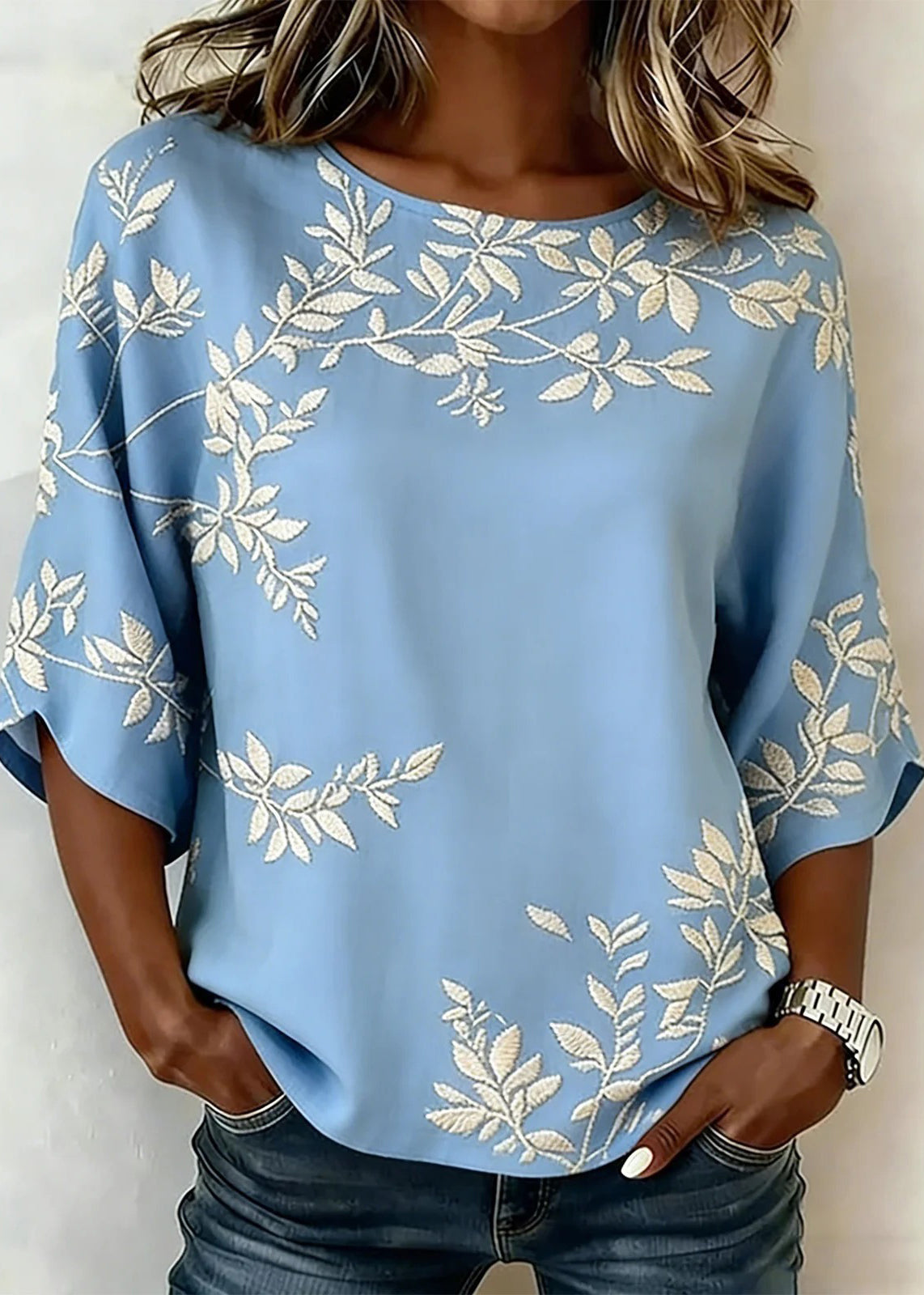 Heren T-shirt met O-hals en Print 2