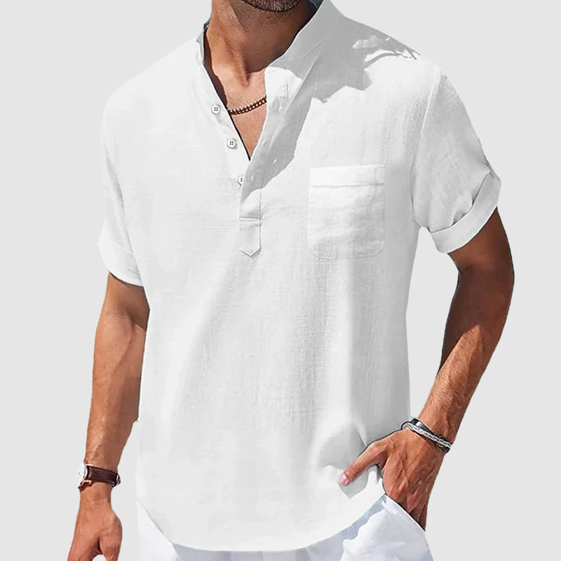 Heren T Shirt Henley Casual Met Korte Mouwen 2