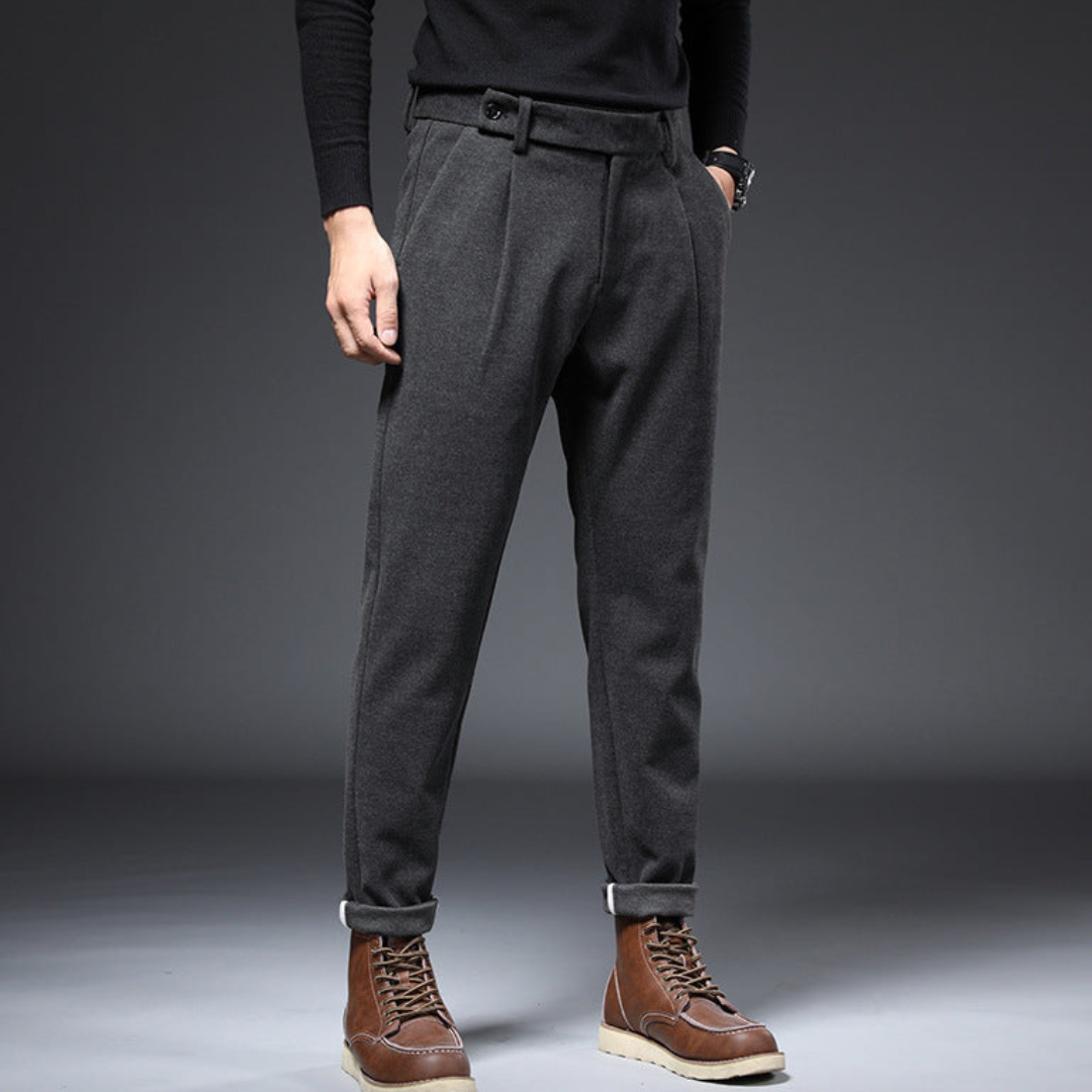 Heren Tapered Fit Plooibroek met Omslag 3