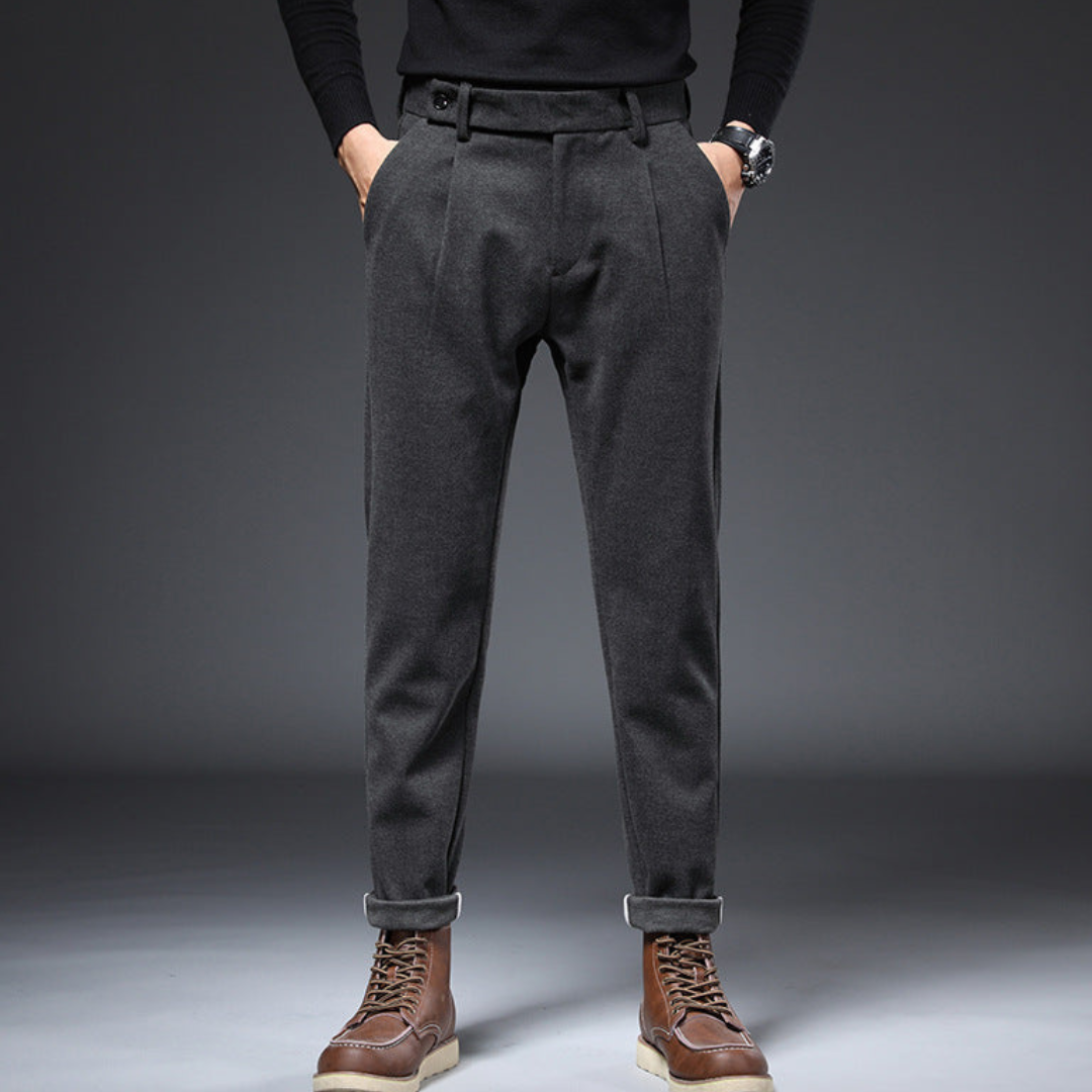 Heren Tapered Fit Plooibroek met Omslag 4