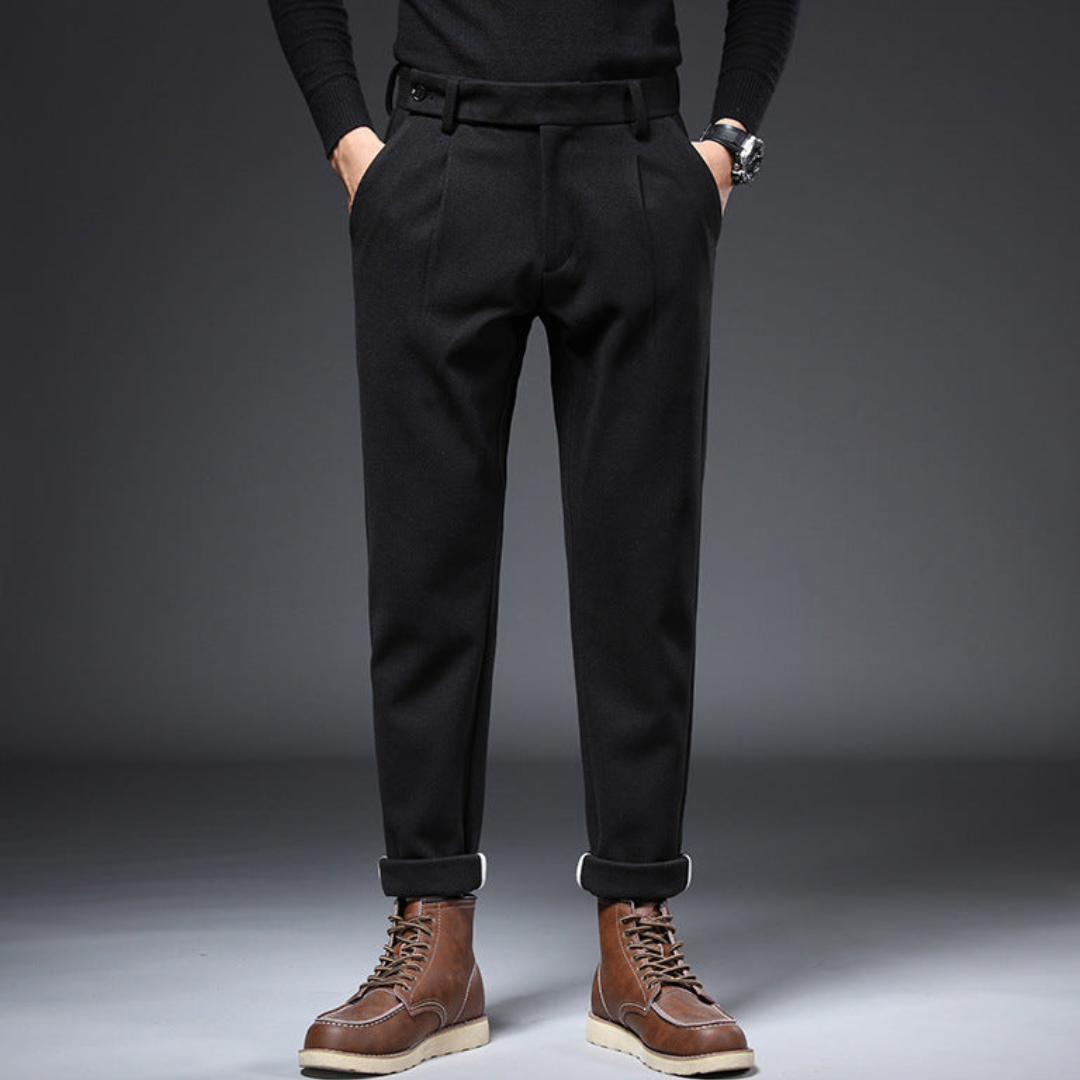 Heren Tapered Fit Plooibroek met Omslag 5