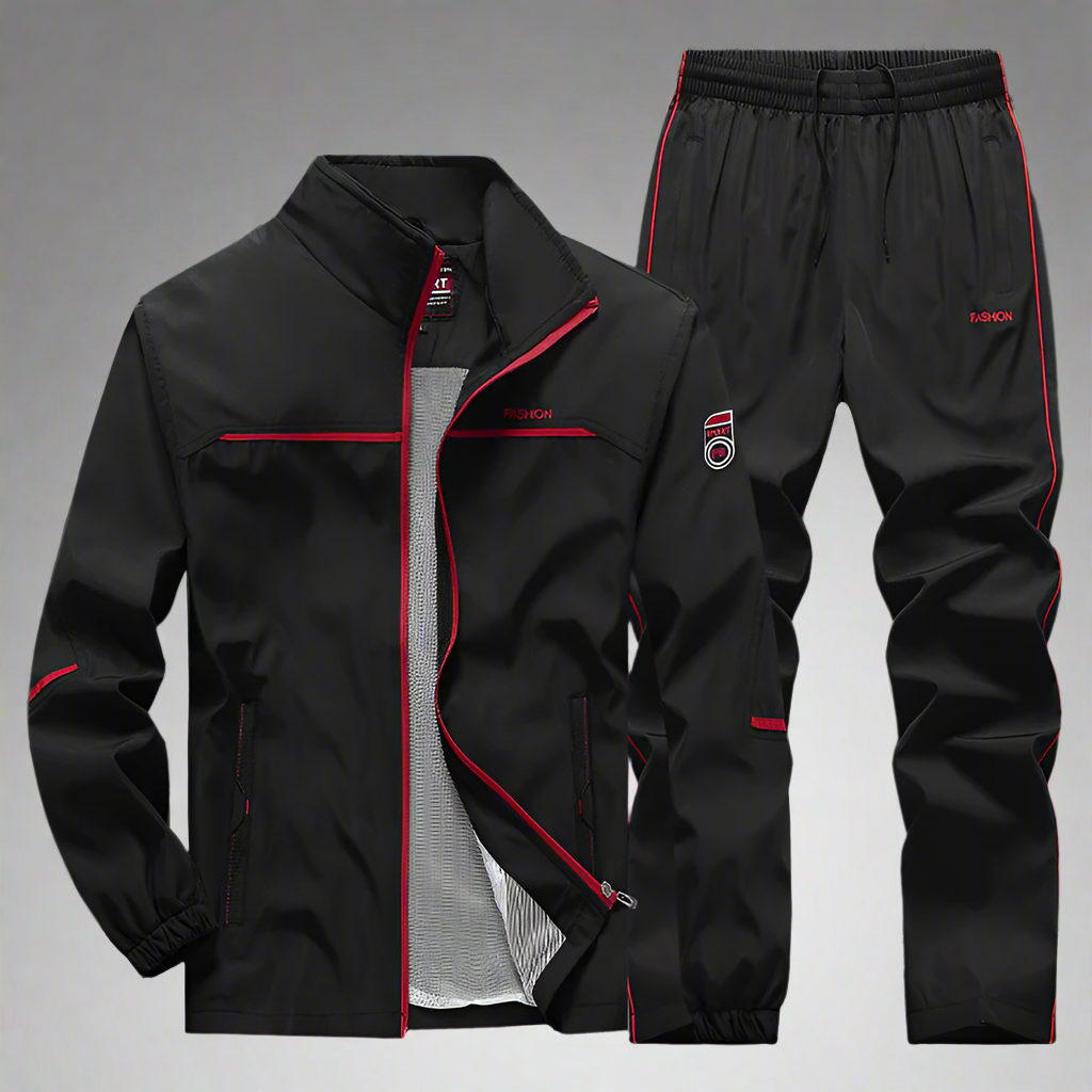 Heren Trainingspak Sportief Met Hoge Kraag En Zachte Gemengde Stof 3