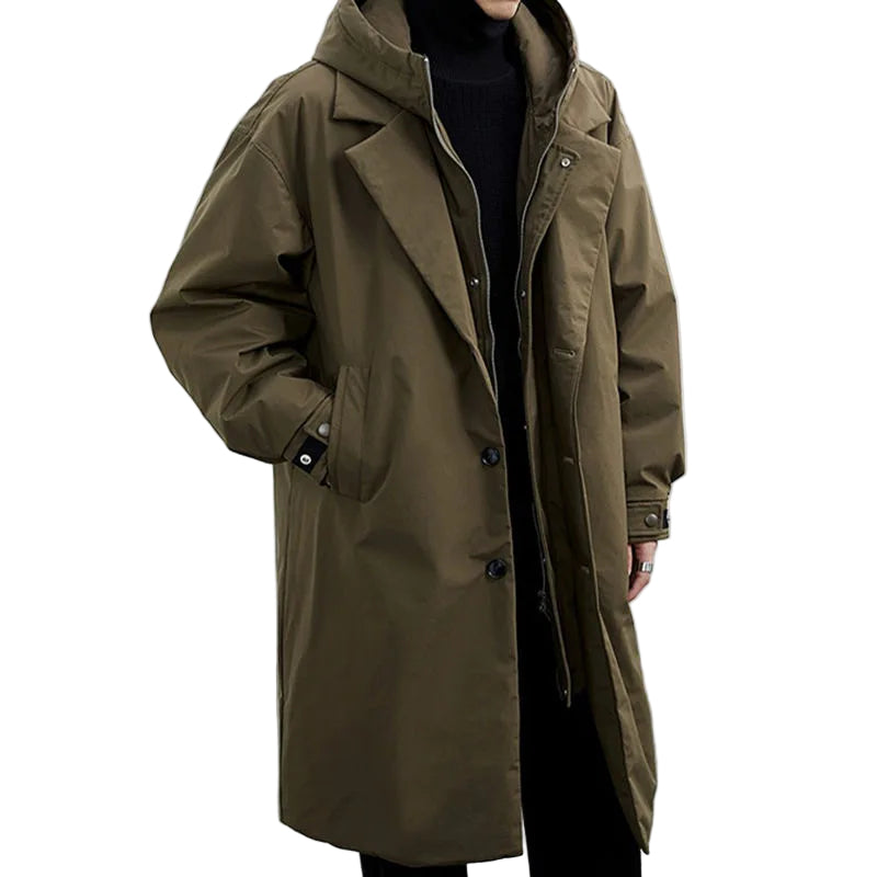 Heren Trenchcoat met Capuchon en Oversized Pasvorm 0