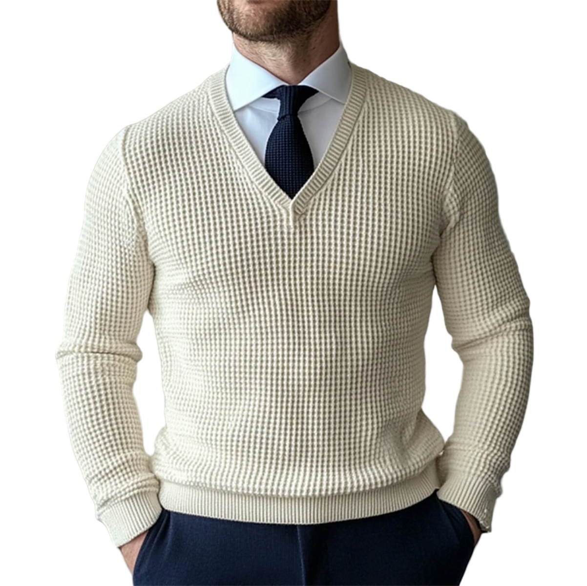 Heren V-hals Trui Casual Stijl 0