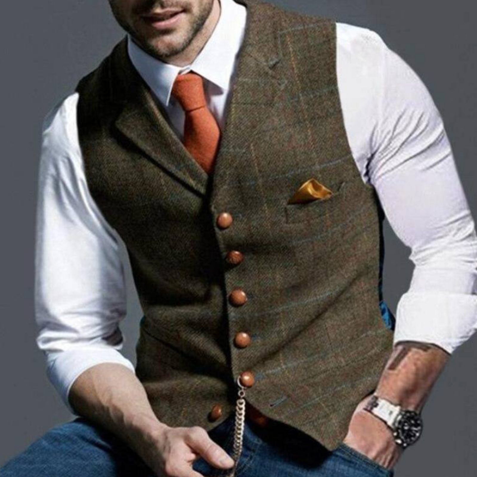 Heren Vest Slim Fit met Knopen en Zakken voor Casual en Formele Gelegenheden 1