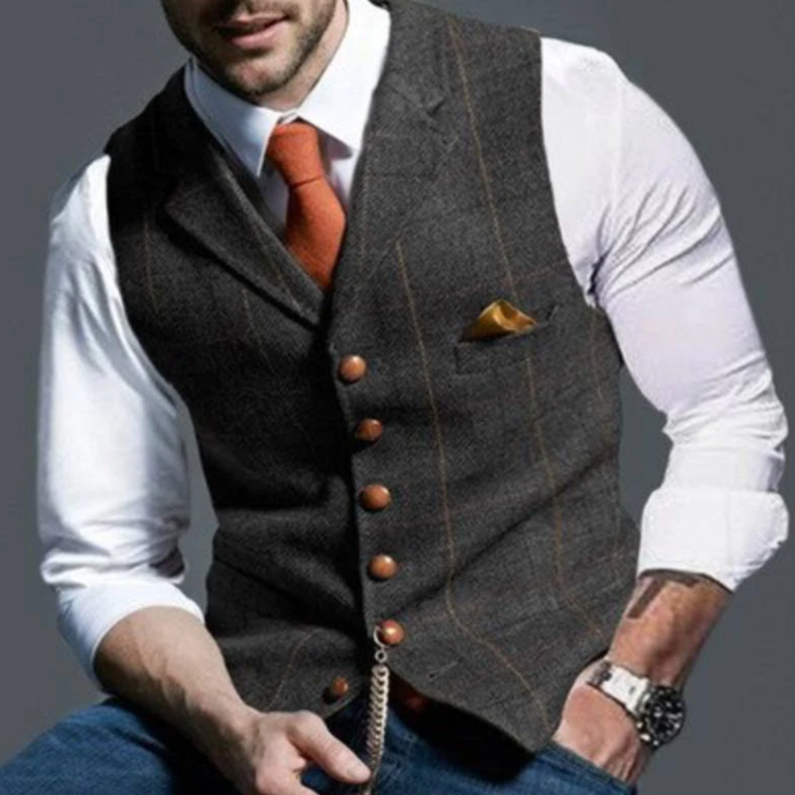 Heren Vest Slim Fit met Knopen en Zakken voor Casual en Formele Gelegenheden 3