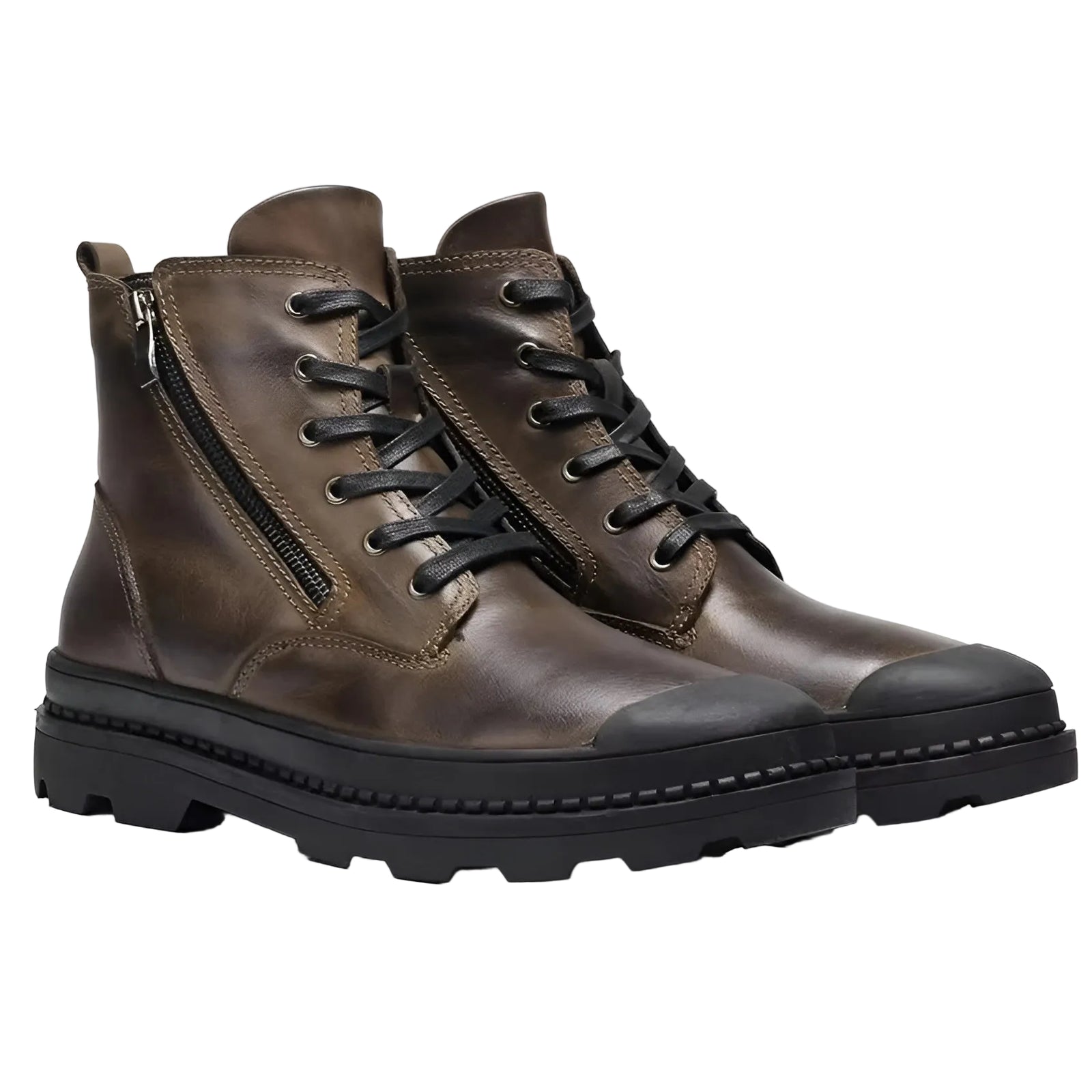 Heren Vintage Leren Laarzen met Robuuste Zool 0