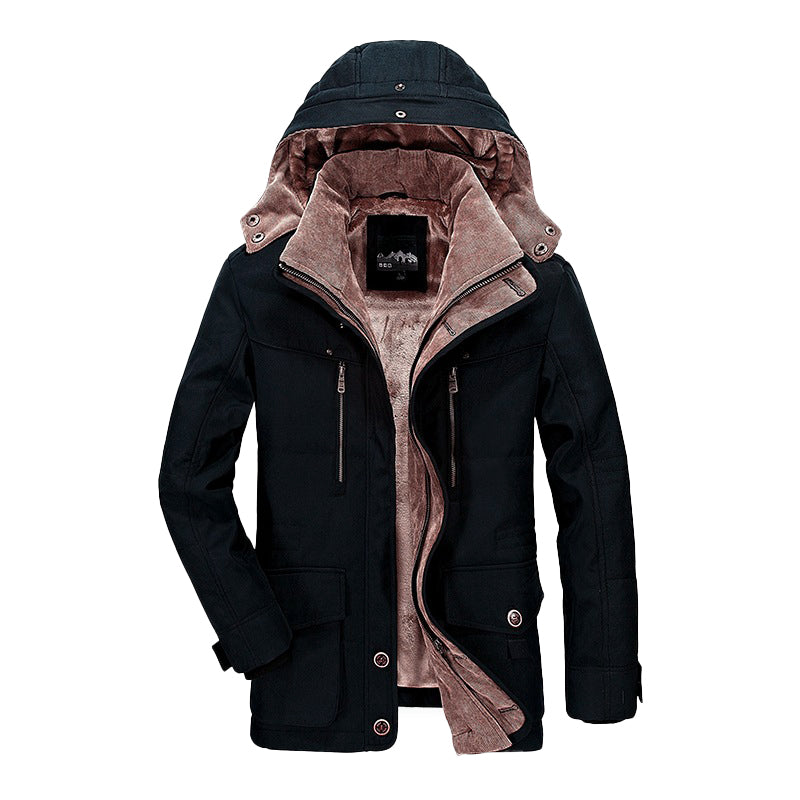 Heren Winterjas Fleece Gevoerd met Diepe Zakken 4