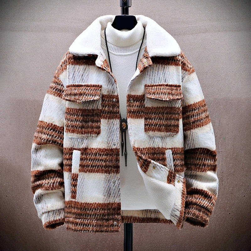 Heren Winterjas Geruit met Fleece Binnenvoering 0