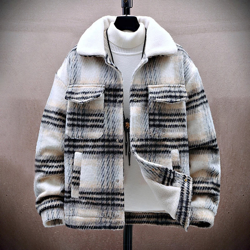 Heren Winterjas Geruit met Fleece Binnenvoering 1