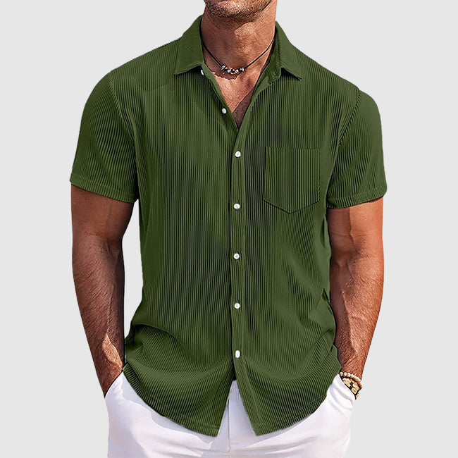 Heren Zomershirt Gestreept met Omslagkraag 1