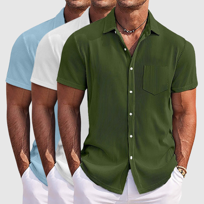 Heren Zomershirt Gestreept met Omslagkraag 6