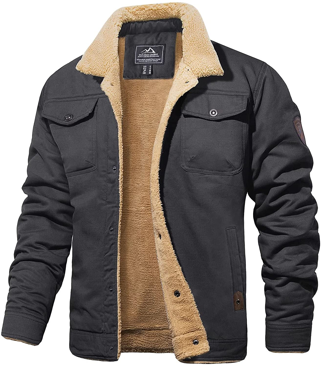 Heren shelljack met sherpa voering, waterdicht winterjack 3