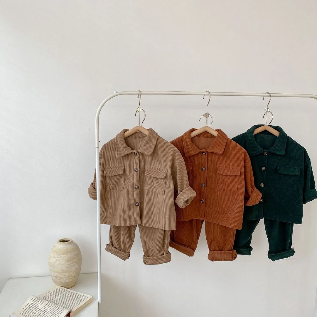 Kinder Set Corduroy Comfortabel Ademend 1