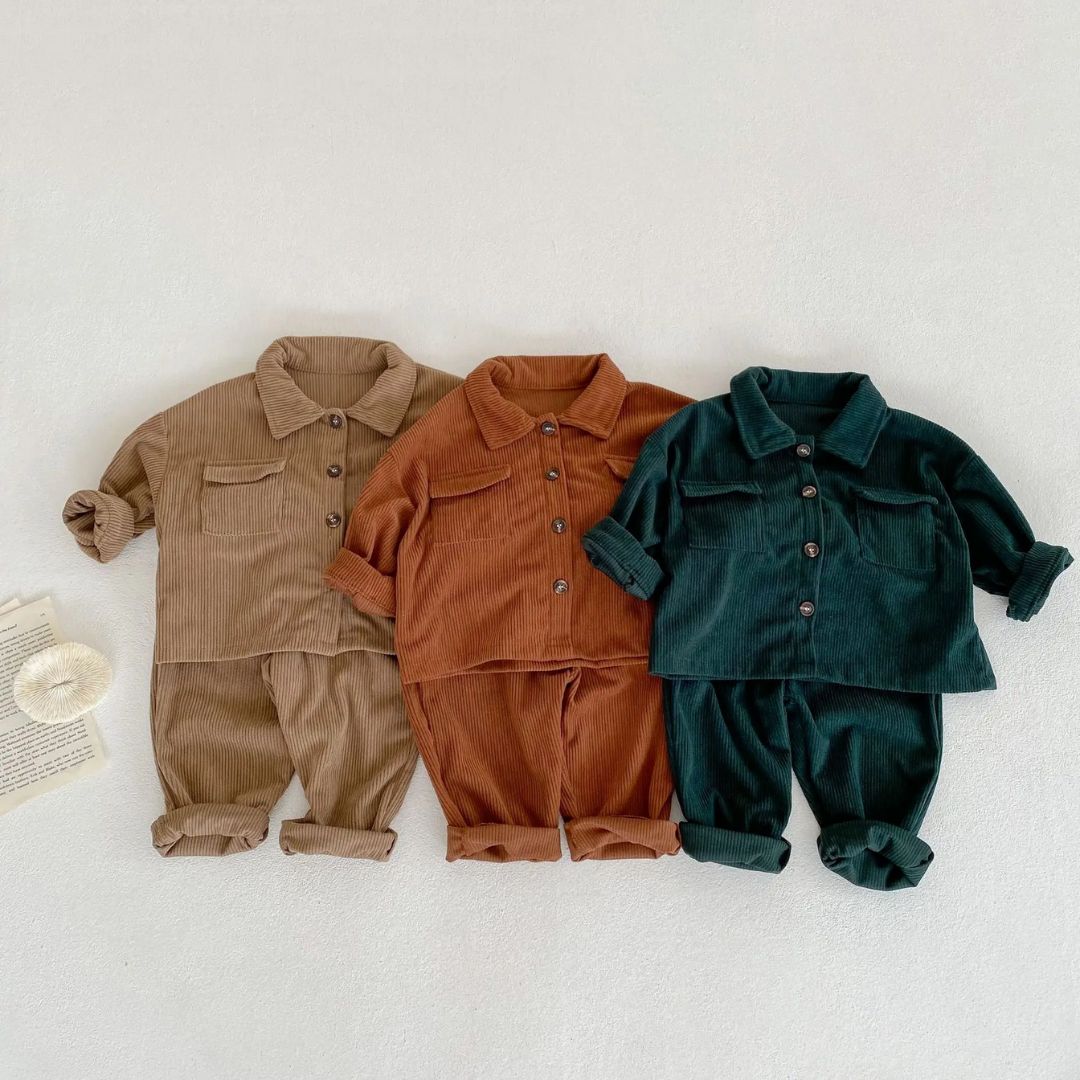 Kinder Set Corduroy Comfortabel Ademend 2