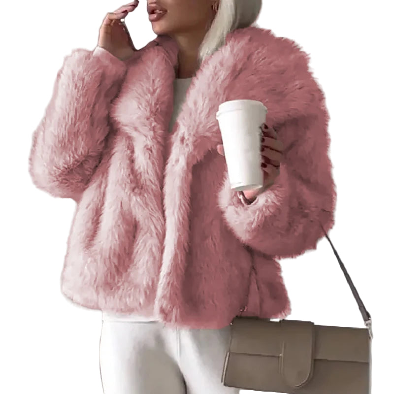 Kort Dames Jasje Trendy Imitatiebont voor Herfst en Winter 0