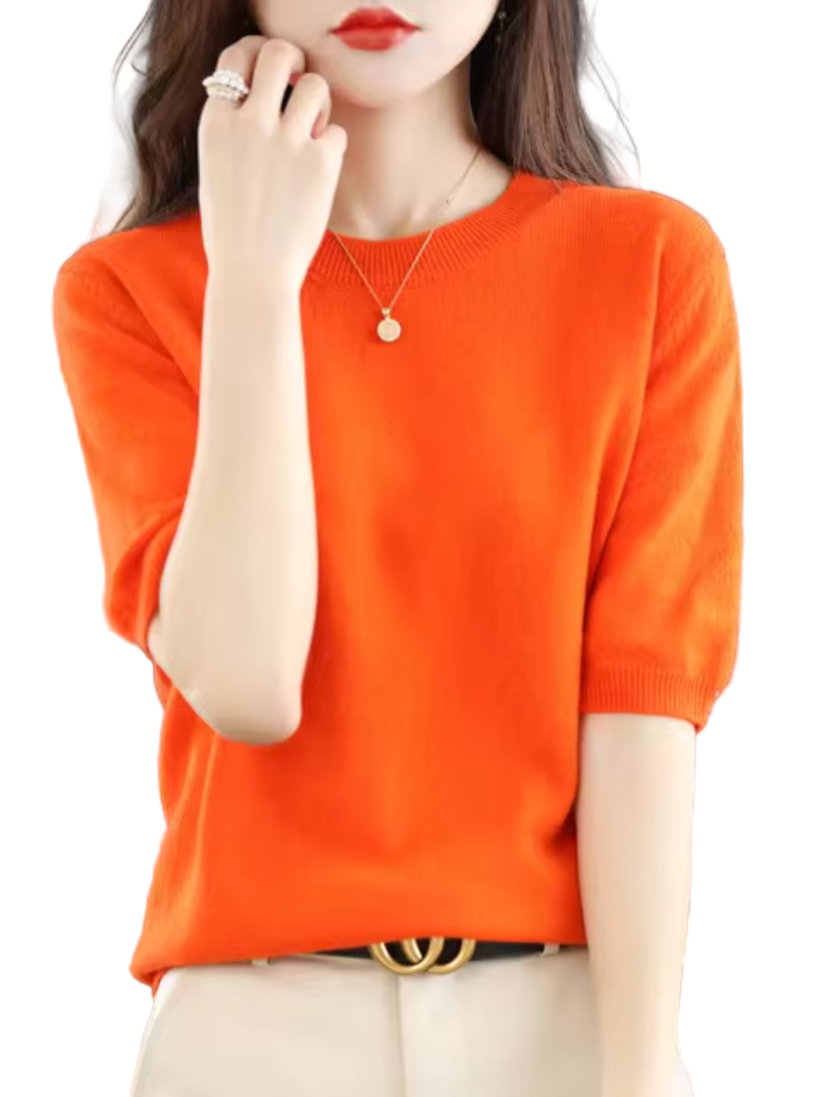 Korte Mouwen Wol-Kaschmir Pullover voor Dames 14