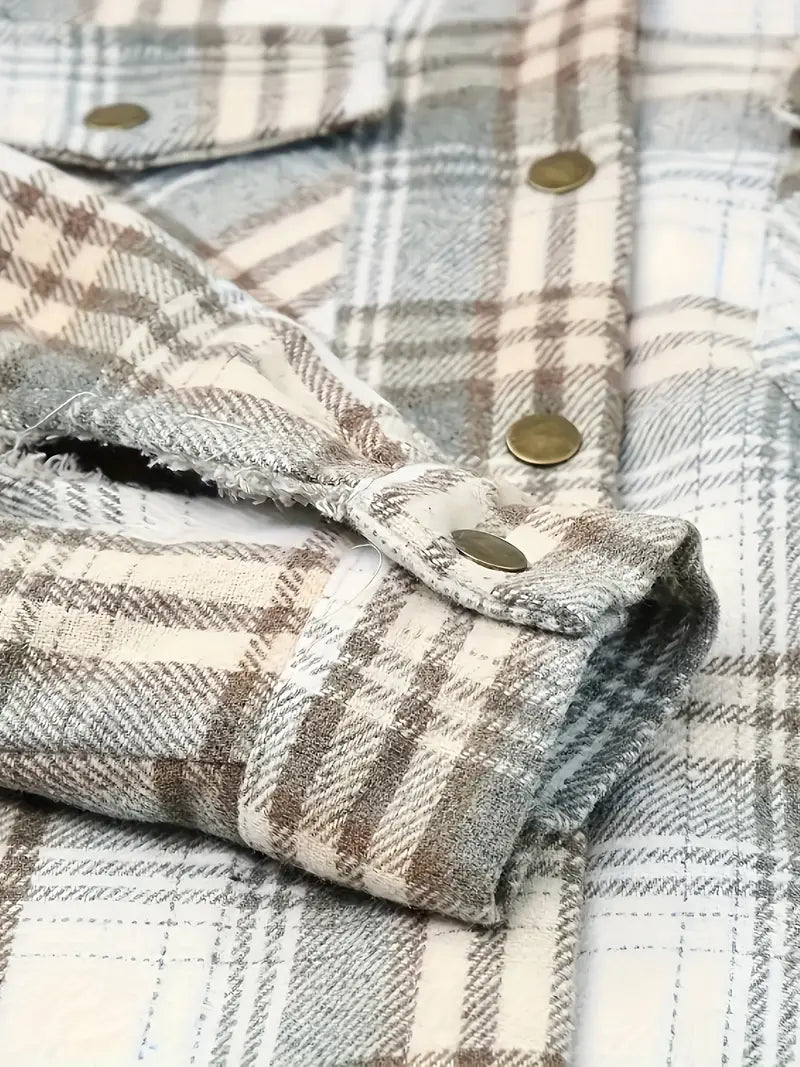 Lange Dames Jas Geruit Met Ritssluiting Voor Winterse Dagen 4