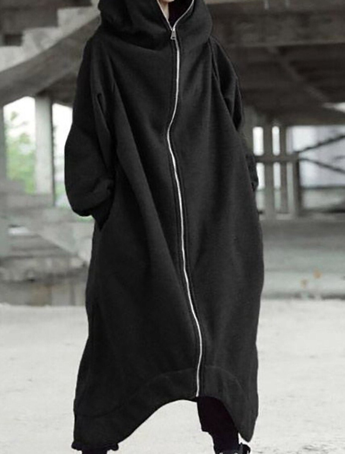 Lange Dames Jas Met Capuchon Stedelijke Stijl Voor Winter 3