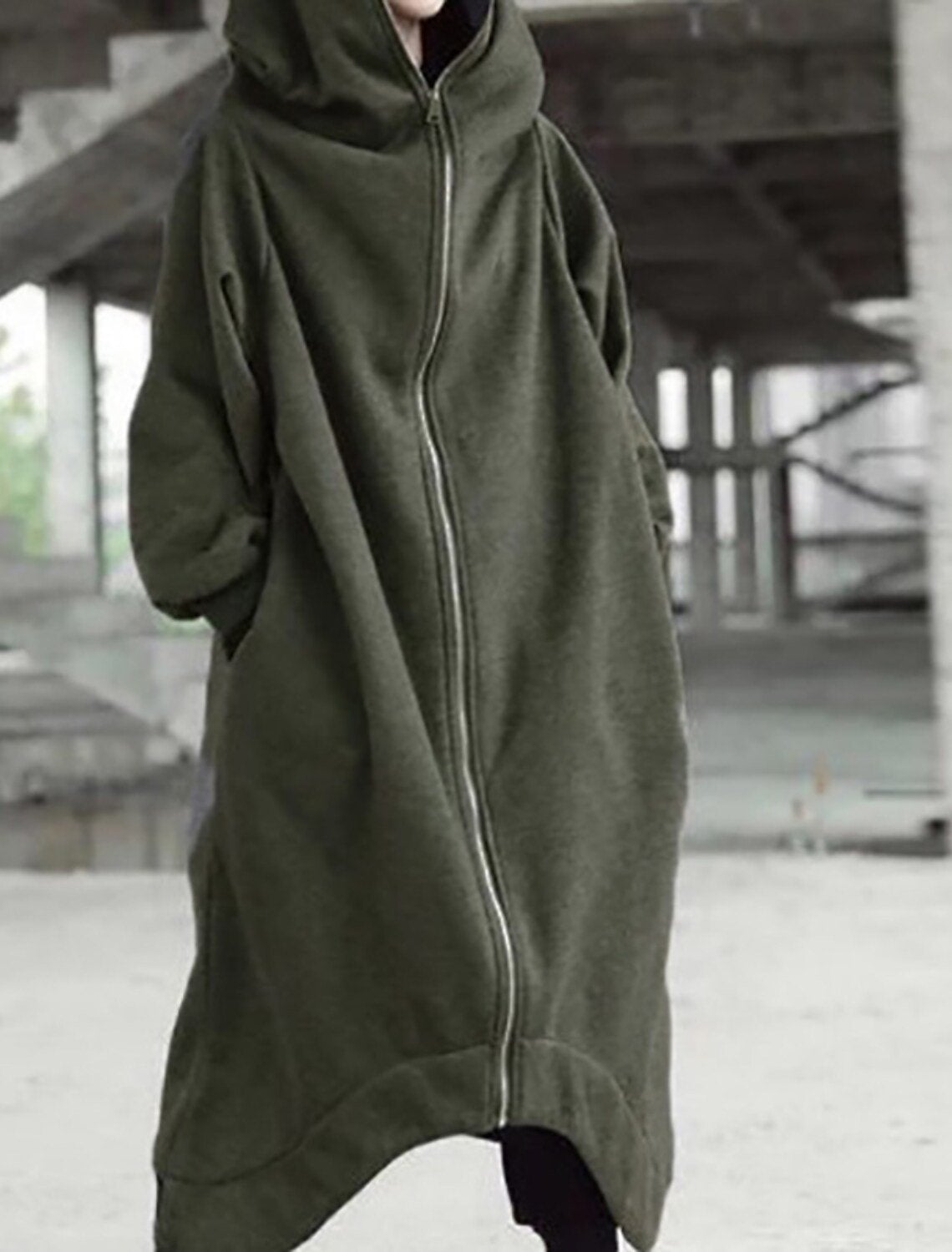 Lange Dames Jas Met Capuchon Stedelijke Stijl Voor Winter 5