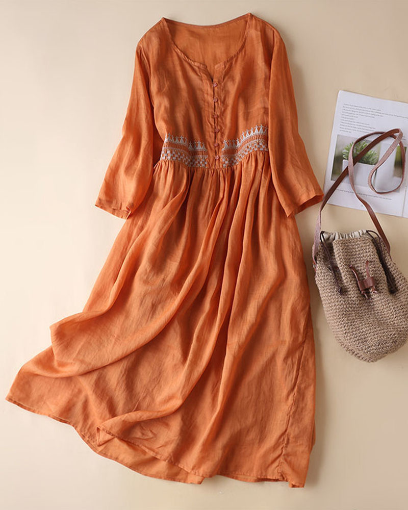 Lange Jurk Dames Vloeiend Katoen-Linnen Bohemian Zomer Kleding 4