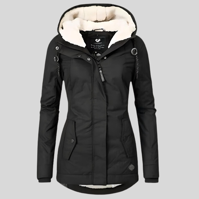 Lange Winterjacke met Kapuze en Fleece Voering 1