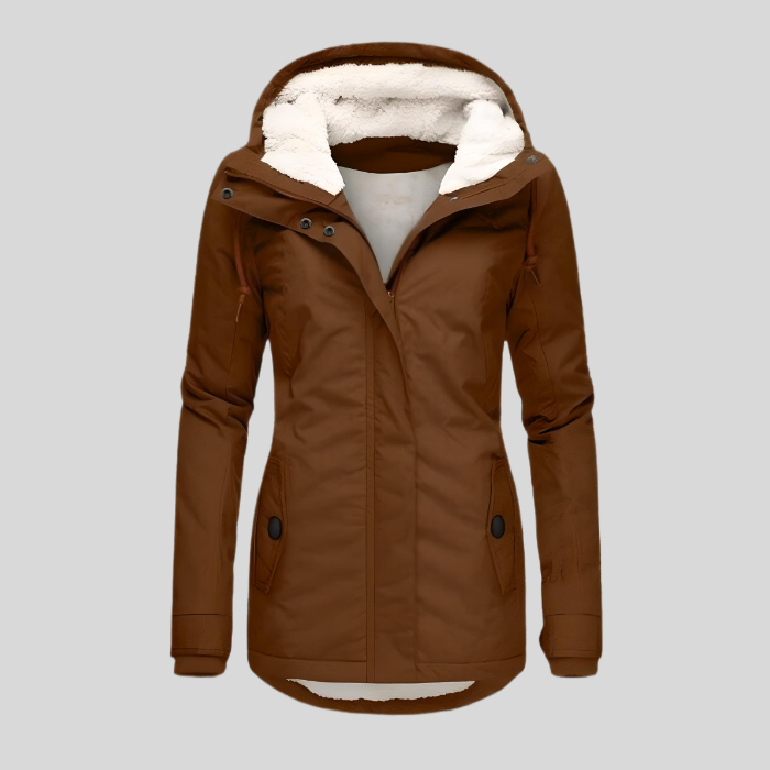 Lange Winterjacke met Kapuze en Fleece Voering 3