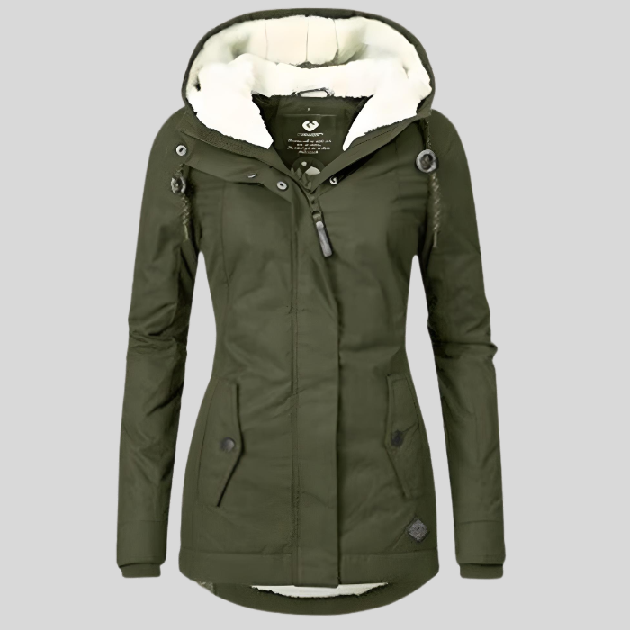 Lange Winterjacke met Kapuze en Fleece Voering 4