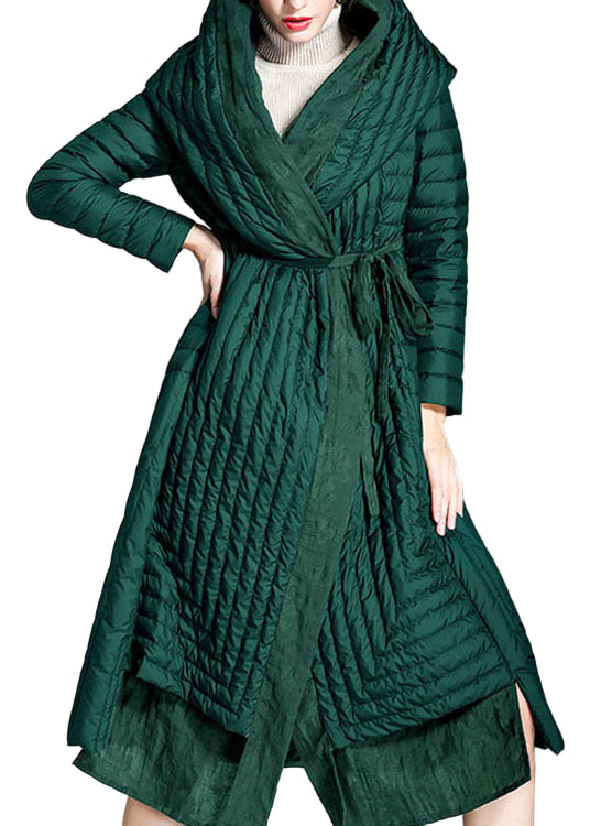 Lange Winterjas Dames met Groene Zakkenprint voor Comfort en Stijl 0