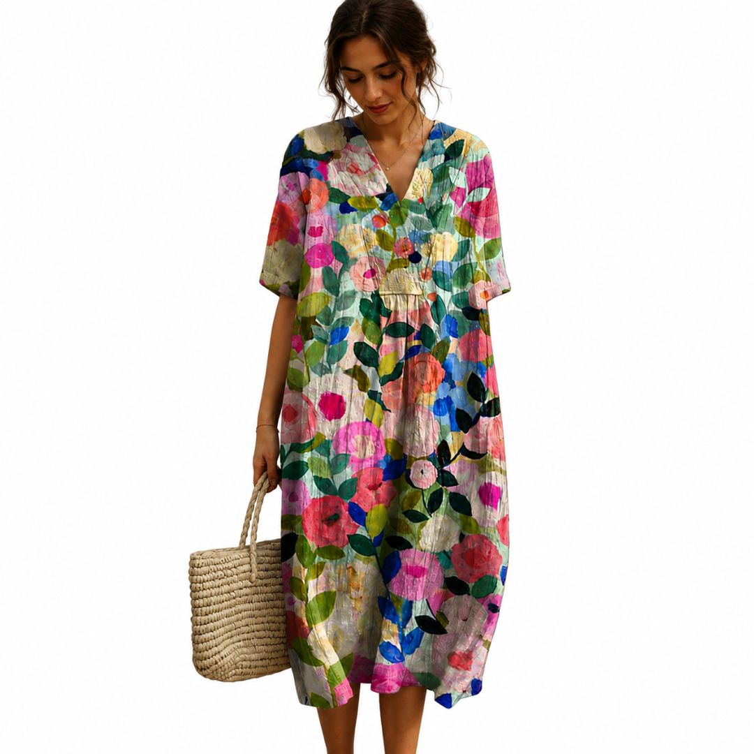 Losse zomerjurk voor dames met bloemenprint 0