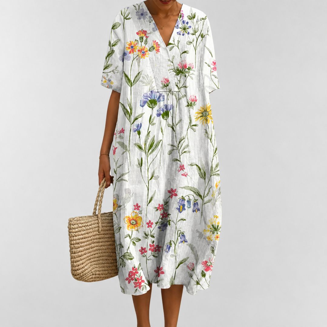 Losse zomerjurk voor dames met bloemenprint 1