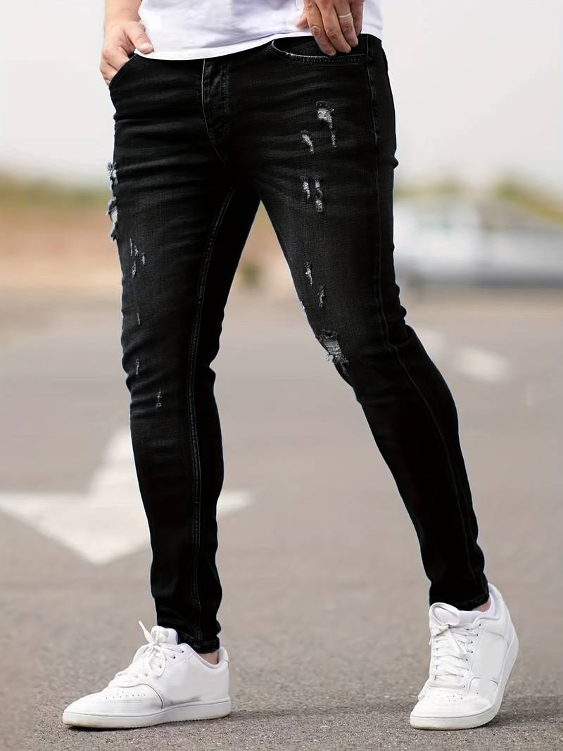Heren Jeans Gescheurd Casual Denim Hoogwaardige Pasvorm-1