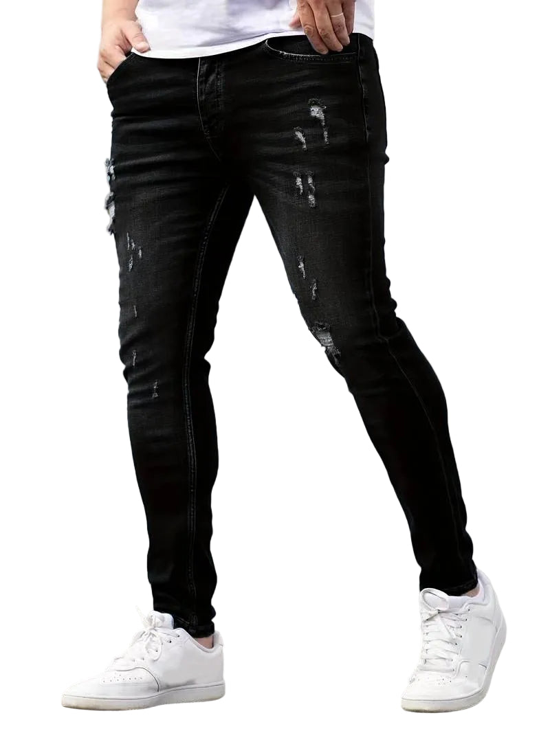 Heren Jeans Gescheurd Casual Denim Hoogwaardige Pasvorm-1