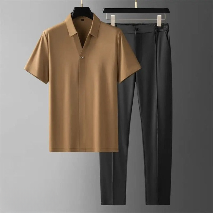 Mannen Polo en Pantalon Set Luxe Comfort 10